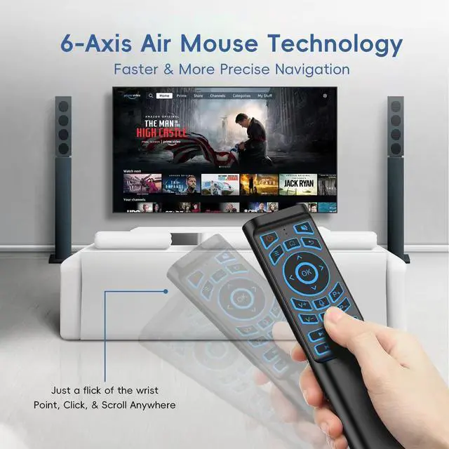 Alt view image 3 of 5 - iPazzPort Mini Air Mouse Remote with Keyboard - 7-Color Backlit, Bluetooth & 2.4G Dual-Mode, Responsive Light-Press Buttons for Smart TV, Android Box, PC, Windows ^^ AAA Battery Powered (NOT Included)