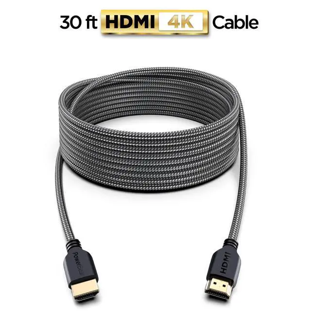 Alt view image 2 of 5 - PowerBear 4K HDMI Cable 30 ft ^^ Long Hdmi Cable, Braided Nylon & Gold Connectors, 4K @ 60Hz, Ultra HD, 2K, 1080P, ARC & CL3 Rated ^^ for Laptop, Monitor, PS5, PS4, Xbox One, Fire TV, & More