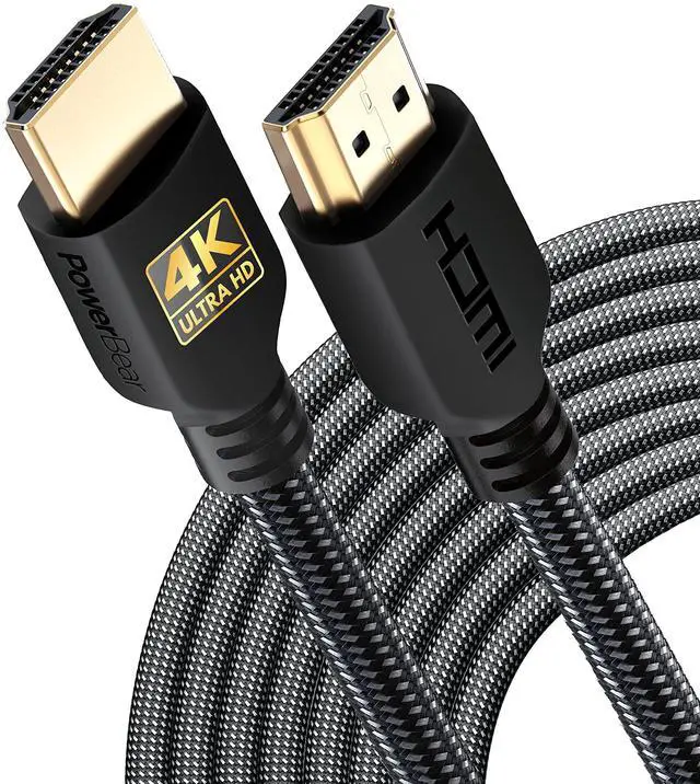 Main image of PowerBear 4K HDMI Cable 30 ft ^^ Long Hdmi Cable, Braided Nylon & Gold Connectors, 4K @ 60Hz, Ultra HD, 2K, 1080P, ARC & CL3 Rated ^^ for Laptop, Monitor, PS5, PS4, Xbox One, Fire TV, & More