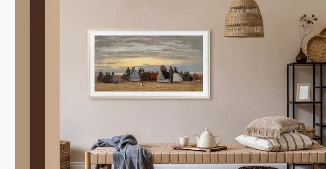 Alt view image 4 of 5 - Samsung 32" The Frame Customizable Bezel (2026 Model), Magnetic, Easy Installation, VG-SCFH32BWBZA, Modern Brown
