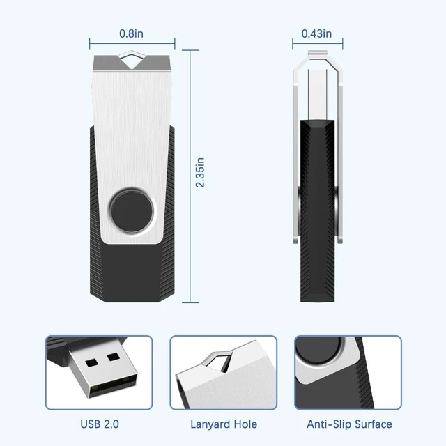 Alt view image 2 of 5 - RAOYI 10 Pack 4GB USB Flash Drive, USB 2.0 Swivel Metal Memory Stick Bulk Thumb Drives Pen Drive Jump Drive for Data Storage (Black)