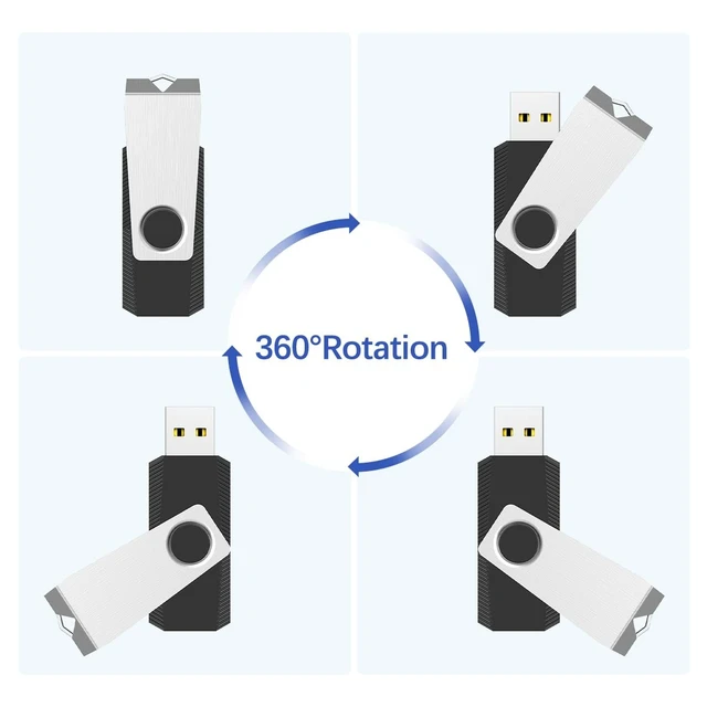 Alt view image 3 of 5 - RAOYI 10 Pack 4GB USB Flash Drive, USB 2.0 Swivel Metal Memory Stick Bulk Thumb Drives Pen Drive Jump Drive for Data Storage (Black)