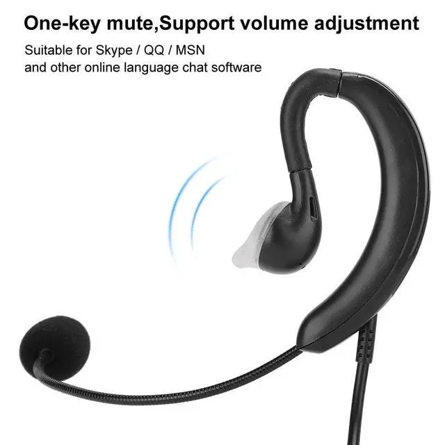 Alt view image 4 of 5 - Estink USB Headphone, Ear Hook Type Headset USB Single Wire Headphone Computer Notebook Accessory for Skype//MSN, USB Headset for Desktop Computers Notebooks