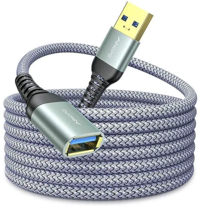 Main image of AINOPE USB Extension Cable,USB Extender,USB 3.0 Extension Cable, Male to Female Cord High Data Transfer Compatible with Webcam,Keyboard,Flash Drive,Hard Drive,Printer,23FT,Grey