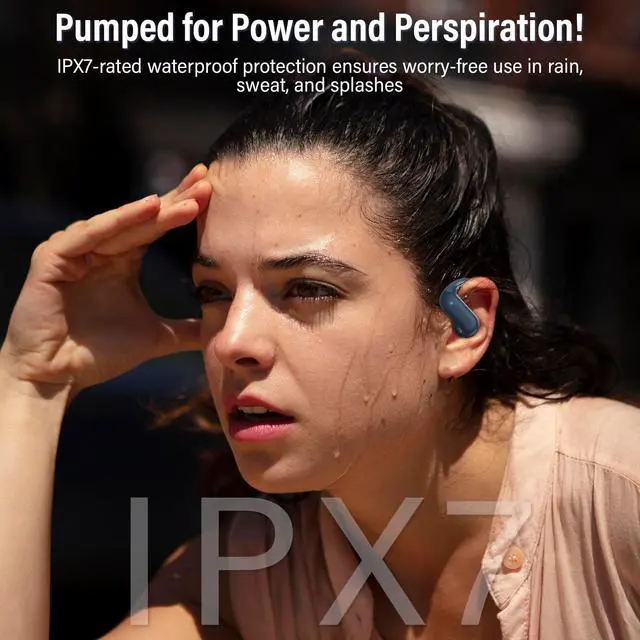 Alt view image 4 of 5 - Open Ear Earbuds, Bluetooth 5.4 Wireless Earbuds with Ear Hooks, 32H HiFi Stereo Open Ear Headphones with Clear Calls, IPX7 Lightweight Air Conduction Headphones for Workouts and Running, Deep