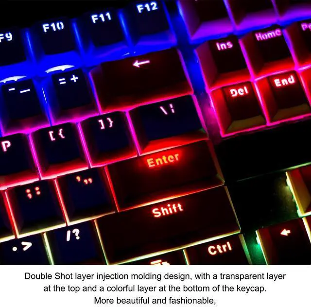 Alt view image 3 of 5 - MECCANIXITY 108 Keys PBT Pudding Keycaps Set OEM Profile Double Shot for Mechanical Keyboard Layout, Light Green
