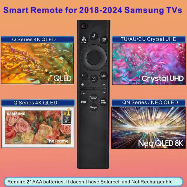 Alt view image 2 of 5 - for Samsung Frame TV Remote, for 2018-2025 Samsung Remote Control for Smart TV with Voice Control. with Solarcell. 2-Year Warranty.