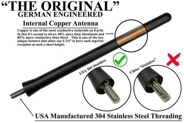 Alt view image 4 of 5 - Votex - The Original 6 3/4 Inch for Ford E-350 Econoline (1992-2026) - Car Wash Proof Short Rubber Antenna - Internal Copper Coil - Premium Reception - German Engineered