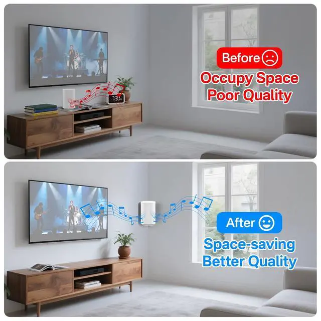 Alt view image 5 of 5 - Chunxiao Metal Speaker Mount for Sonos Era 100 / Era 100 SL Corner Wall Mount Bracket White - Lightweight Low Profile Wall Mount for Sonos Era 100 Speaker Corner Mount Easy to Install