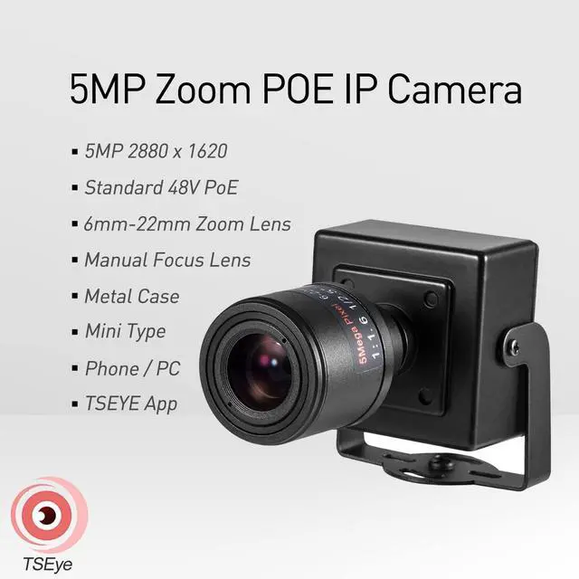 Alt view image 2 of 5 - REVODATA 5MP POE IP Mini Camera, 6-22mm Manual Zoom Lens Ultra HD 2880x1620P Small Indoor H.265 Surveillance Camera,PC/Phone App,Motion Detection (I712-2-P)