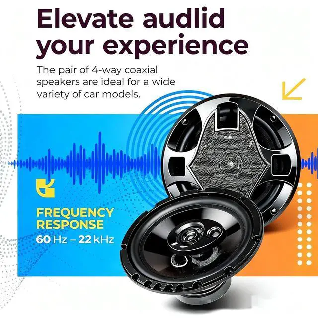 Alt view image 3 of 5 - SONDPEX 5" x 7" / 6" x 8" Car Speakers 4-Way Pair, Door Speakers, Car Coaxial Speakers, Car Stereo Speakers System, Car Audio Speaker, Dome Tweeter, Pair