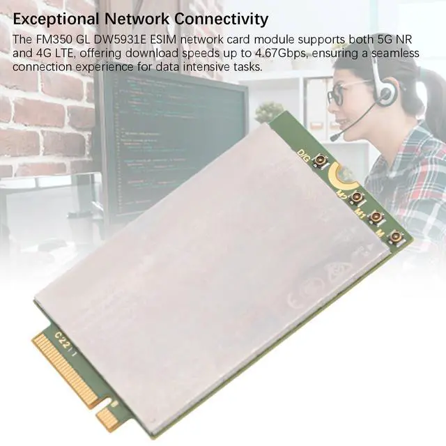 Alt view image 2 of 5 - FM350 GL DW5931E ESIM Network Card Module, 5G NR 4G LTE 4.67Gbps Network Adapter Card for Latitude, for Precision, for XPS Series, Laptop Network Adapter Module for Linux