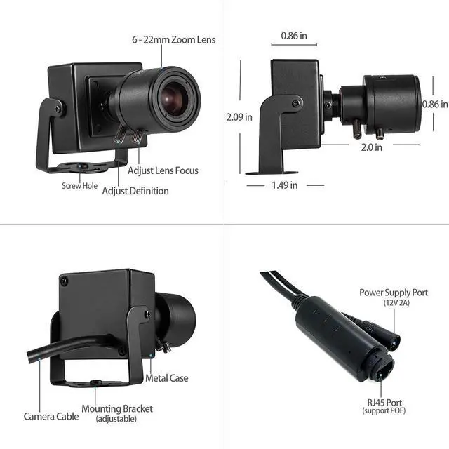 Alt view image 5 of 5 - REVODATA 5MP POE IP Mini Camera, 6-22mm Manual Zoom Lens Ultra HD 2880x1620P Small Indoor H.265 Surveillance Camera,PC/Phone App,Motion Detection (I712-2-P)