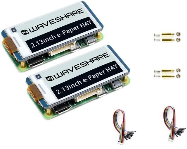 Main image of 2PCS 2.13inch E-Ink Display HAT V4 Version Compatible with Raspberry Pi 5/4B/3B/Zero/Zero W/2W/Pico/Pico W/2W, 250x122 Resolution SPI Interface Supports Partial Refresh,e-Paper HAT