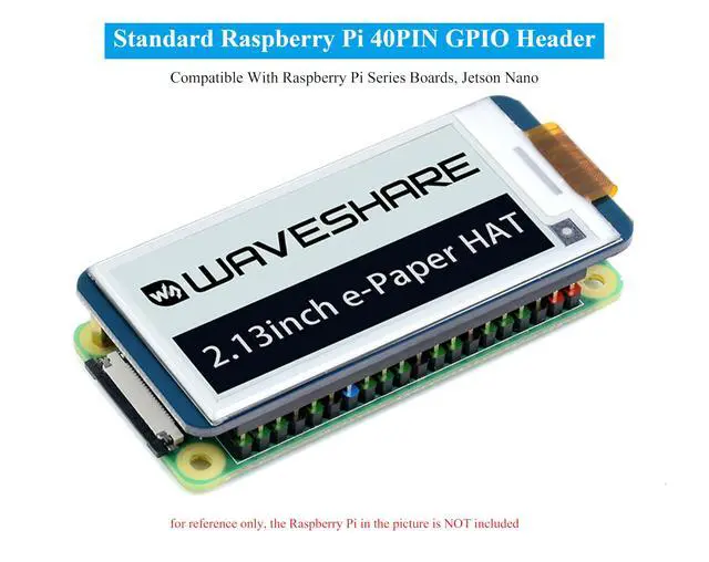 Alt view image 4 of 5 - 2PCS 2.13inch E-Ink Display HAT V4 Version Compatible with Raspberry Pi 5/4B/3B/Zero/Zero W/2W/Pico/Pico W/2W, 250x122 Resolution SPI Interface Supports Partial Refresh,e-Paper HAT