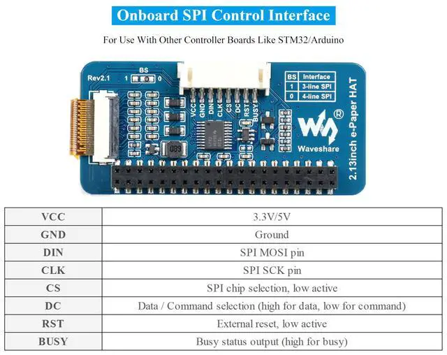 Alt view image 5 of 5 - 2PCS 2.13inch E-Ink Display HAT V4 Version Compatible with Raspberry Pi 5/4B/3B/Zero/Zero W/2W/Pico/Pico W/2W, 250x122 Resolution SPI Interface Supports Partial Refresh,e-Paper HAT