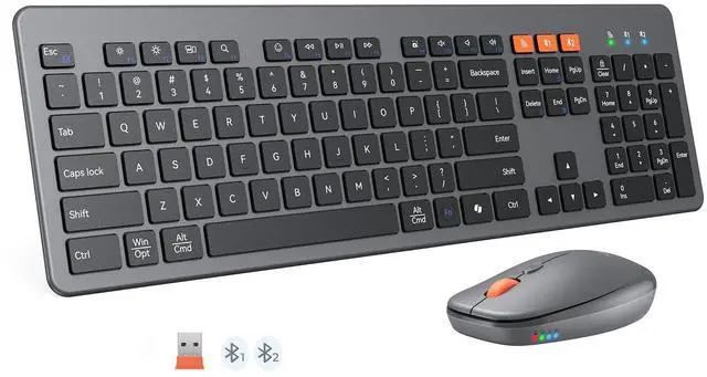 Main image of MEETION Wireless Keyboard and Mouse, Bluetooth Keyboard and Mouse, Ultra Slim Multi-Device, Low-Profile Full Size Keyboard, 1200-3200 DPI Mice, for Computer PC Laptop Tablet iPad, Windows/Mac