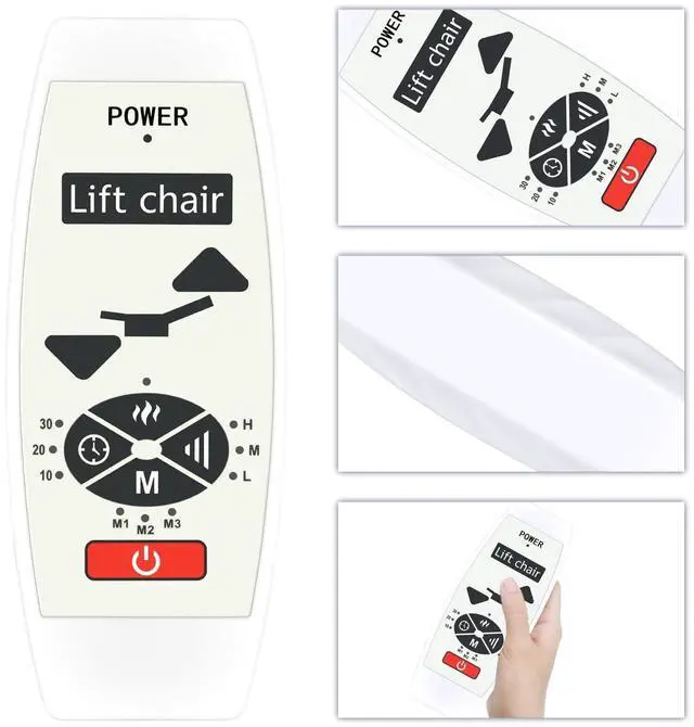 Alt view image 5 of 5 - PZL 5 Pin Replacement Remote Control fit for Lift Recliner Chair with Vibration Massage & Heat