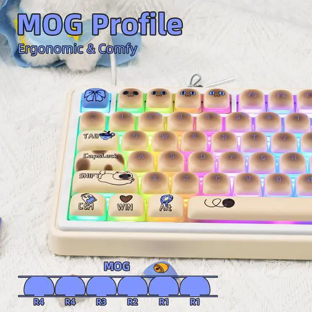Alt view image 3 of 5 - COOMICKEY Siamese Cat Keycaps Set, Dye-Sublimation PBT, Mao Profile, 125 Keys Meow Meow Custom Cute Keycaps for ANSI/ISO Layout, MX Switches Mechanical Gaming Keyboard