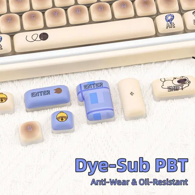 Alt view image 4 of 5 - COOMICKEY Siamese Cat Keycaps Set, Dye-Sublimation PBT, Mao Profile, 125 Keys Meow Meow Custom Cute Keycaps for ANSI/ISO Layout, MX Switches Mechanical Gaming Keyboard