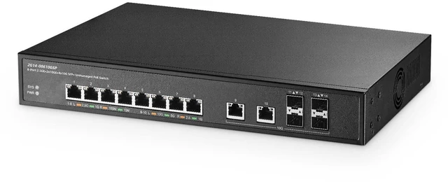 Main image of 14 Port 10G Switch, 8x2.5G, 2x10G RJ45, 4x10G SFP+, Metal Unmanaged Binardat Ethernet Switch, Desktop^^Rackmount for Gaming, NAS, Small Business, Plug & Play