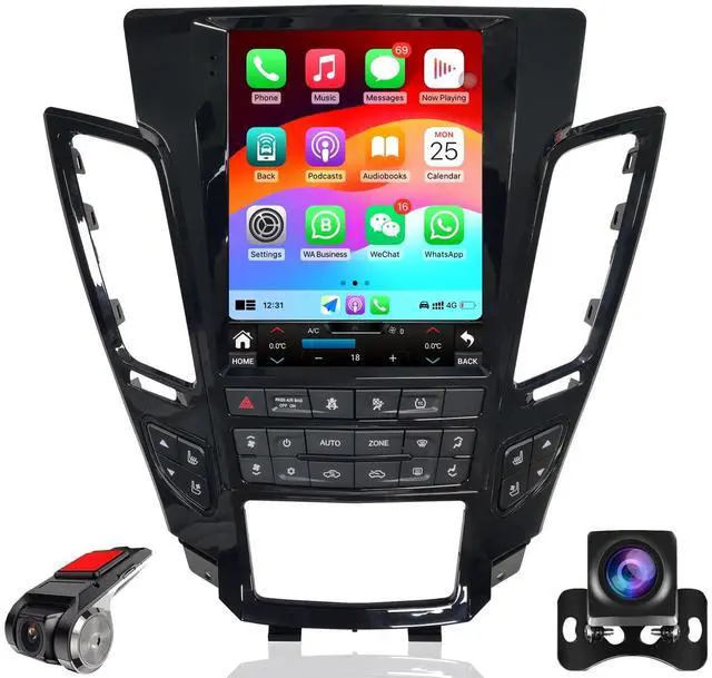 Main image of Car Radio for Cadillac CTS 2008-2012 Stereo Replacement Upgrade Carplay Android Auto Vertical Touch Screen Tesla Style with DSP in Dash Headunit Multimedia Player Audio Voice Control (Black)