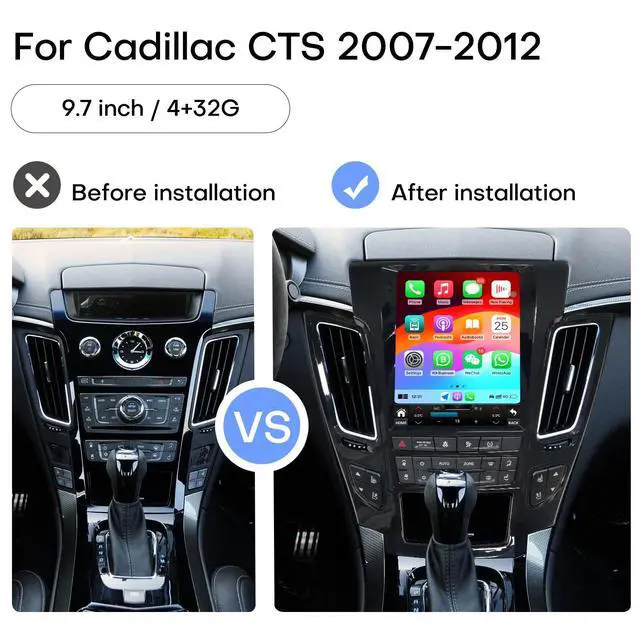 Alt view image 2 of 5 - Car Radio for Cadillac CTS 2008-2012 Stereo Replacement Upgrade Carplay Android Auto Vertical Touch Screen Tesla Style with DSP in Dash Headunit Multimedia Player Audio Voice Control (Black)
