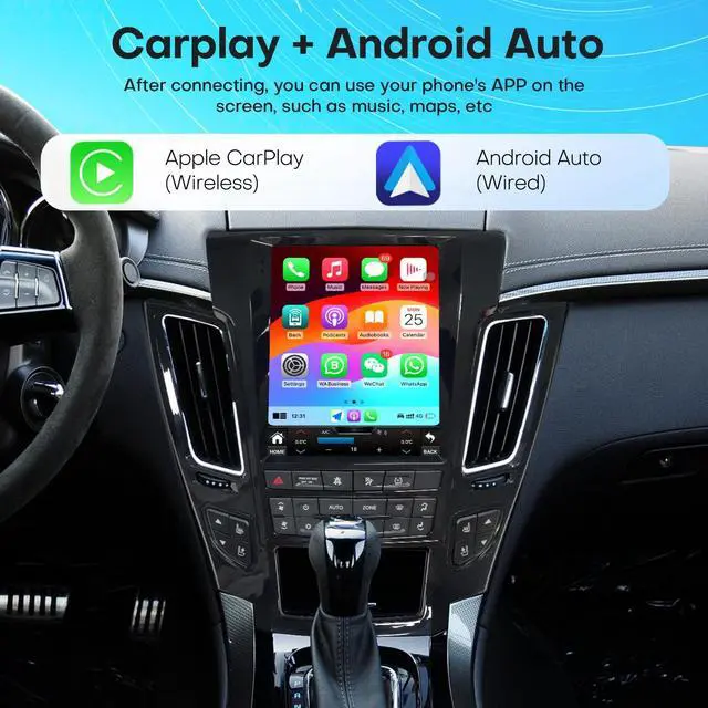 Alt view image 3 of 5 - Car Radio for Cadillac CTS 2008-2012 Stereo Replacement Upgrade Carplay Android Auto Vertical Touch Screen Tesla Style with DSP in Dash Headunit Multimedia Player Audio Voice Control (Black)