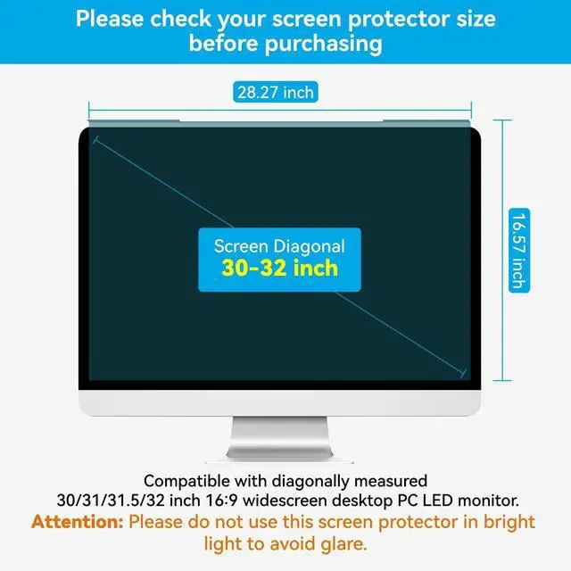 Alt view image 2 of 5 - MOSISO 30-32 inch Computer Blue Light Blocking Screen Protector Anti-UV Eye Protection Filter Film Panel for Diagonal 30,31,31.5,32 inch 16:9 Widescreen Desktop PC LED Monitor(28.27x16.57 inch/L x W)