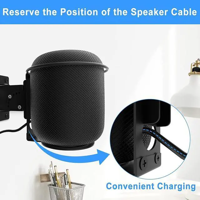 Alt view image 5 of 5 - Yibracki Heavy Duty 2-Pack Speaker Wall Mount for HomePod 1st Wall Mount, Adjustable Swivel & Tilt Mounts for HomePod Gen 1, for HomePod 1st Mounting Brackets with Hardware Kit (Black)
