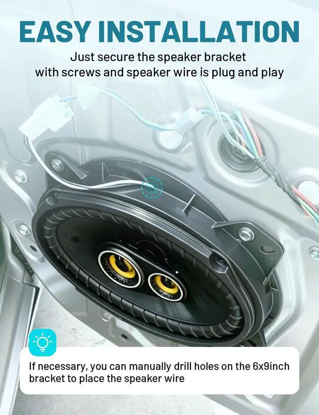 Alt view image 4 of 5 - NuIth Car 69 Inch Front + 6.5 Inch Rear Door Speaker Adapter Kit for Toyota 03-09 4 Runner 05-11 Avalon 08-12 Highlander 09-11 Venza 08-11 Sequoia, Speaker Bracket Spacer for Aftermarket Install