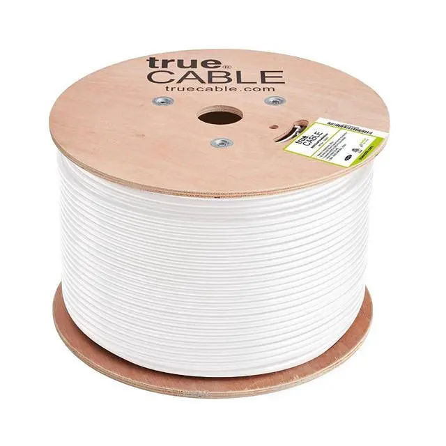 Alt view image 3 of 5 - trueCABLE RG6 Dual Shield Coax, 1000ft, White, Riser Rated (CMR/CATVR/CL2), Bare Copper Conductor Coaxial Cable, 3GHz Sweep Tested