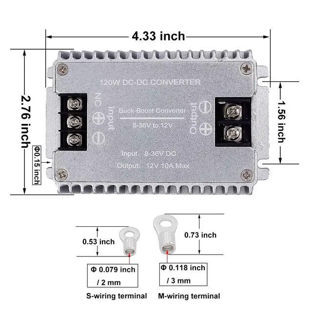 Alt view image 4 of 5 - Valefod DC to DC High Efficiency Voltage Converter 8-36V to 12V 10A 120W Buck-Boost Converter DIY Power Supply Step-Down/Up Transformer