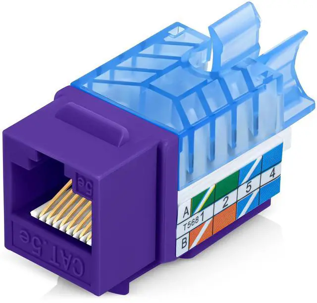 Main image of Everest 45 Degree RJ45 Cat5e Keystone Jacks Slim Profile 50-Pack Purple