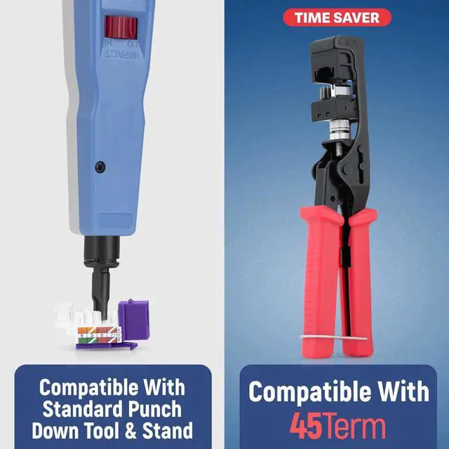Alt view image 5 of 5 - Everest 45 Degree RJ45 Cat5e Keystone Jacks Slim Profile 50-Pack Purple