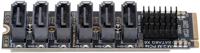 Main image of CY NGFF NVME M-Key PCI Express 4.0 to SATA 3.0 6Gbps 6 Ports Adapter Converter Hard Drive SSD Extension Card 2280 PM Port Multiplier Selector (6-Ports)