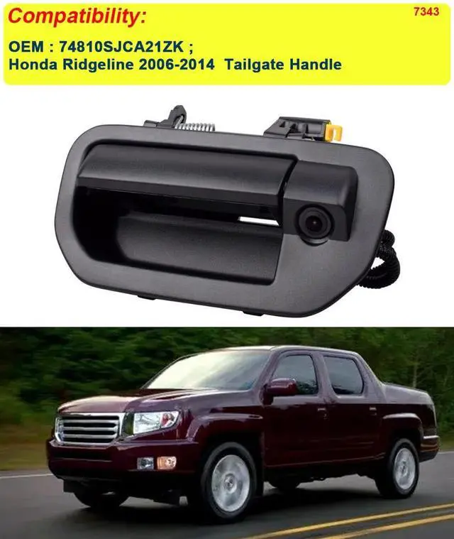Alt view image 3 of 5 - Car Rear View Trunk Handle Camera with Switch,Parking Reverse Backup Camera HD Night Vision Waterproof, Replacement for Honda Ridgeline DX RT RTL RTS 2006-2014 Tailgate Handle (OEM : 74810SJCA21ZK)