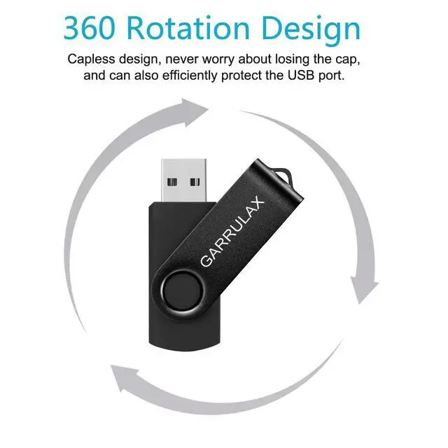 Alt view image 3 of 5 - GARRULAX USB Flash Drive, 128GB USB 2.0 Rotatable Memory Stick Date Storage Pendrive Thumb Drives (2 Pack)