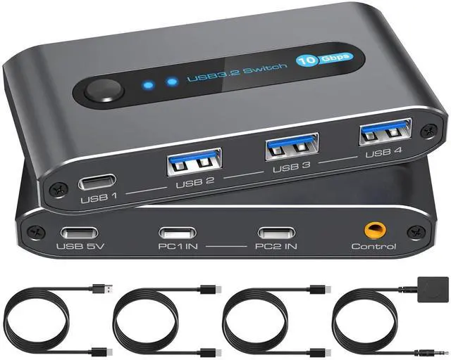 Main image of PVBCTCSID USB 3.2 Switch 2 Computers Share 4 USB Devices Supports USB C Input for Keyboard Mouse Scanner Printer with Desktop Controller