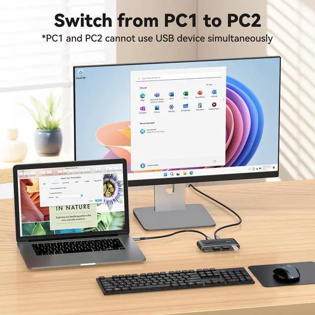 Alt view image 4 of 5 - PVBCTCSID USB 3.2 Switch 2 Computers Share 4 USB Devices Supports USB C Input for Keyboard Mouse Scanner Printer with Desktop Controller