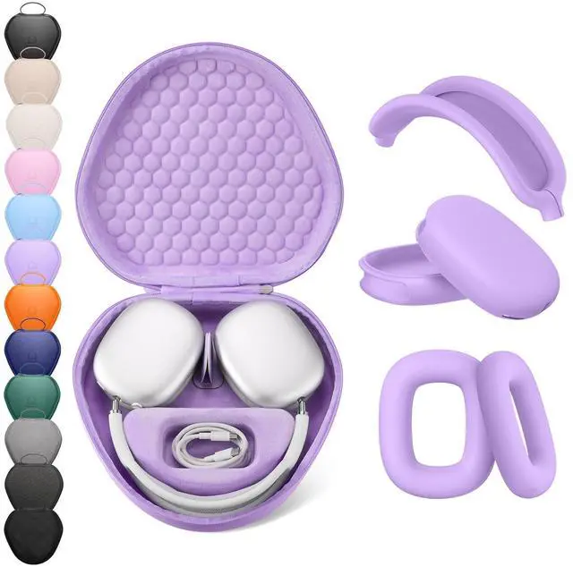 Main image of for Airpods Max Case Cover,Smart Case with Sleep Mode Made by Air pods,Compatible with Apple AirPods Max,Protective Carry Travel Cover Air Pods Pro Max Cases,Headphone,Purple+Purple