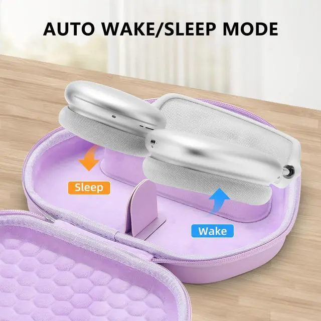 Alt view image 2 of 5 - for Airpods Max Case Cover,Smart Case with Sleep Mode Made by Air pods,Compatible with Apple AirPods Max,Protective Carry Travel Cover Air Pods Pro Max Cases,Headphone,Purple+Purple