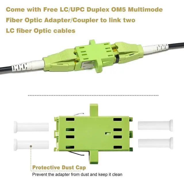 Alt view image 3 of 5 - YUTIANHOME 15m/50ft OM5 Multimode Armored LC to LC Fiber Optic Patch Cable, Indoor/Outdoor 40Gb 100Gb Duplex Wideband MMF LC-LC Fiber Jumper, 50/125, Black