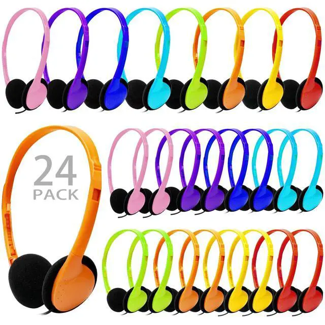 Main image of CN-Outlet Kids Headphones Bulk 24 Pack Multi Color for School Classroom Students Children Toddler Boys Girls Teen and Adult (24 Pack)