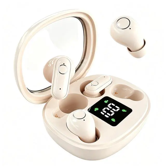 Main image of NVXMANIYK Wireless Headse,Tiny Size Invisible Earbud,Bluetooth 5.4 HiFi Stereo Headphones with LED Digital Invisible Mini Two Bluetooth Headphones Design,for Sleep/Office/Sports (Khaki)