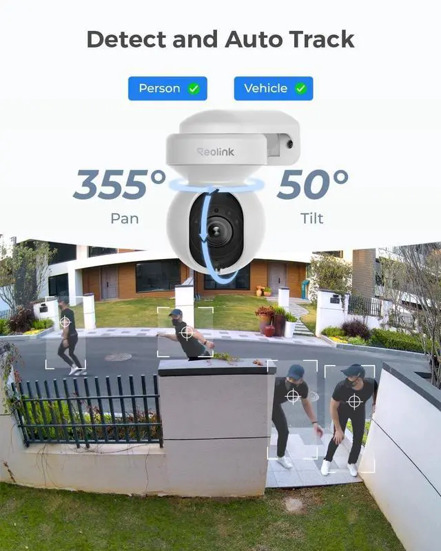 Alt view image 2 of 5 - REOLINK Outdoor Security Camera System, 5MP PTZ WiFi Cameras with Auto Tracking, Plug-in Power, microSD Card Included, Supports Max.512GB2 Storage, 24/7 Offline Recording, Home Hub with 2x E1 Ou