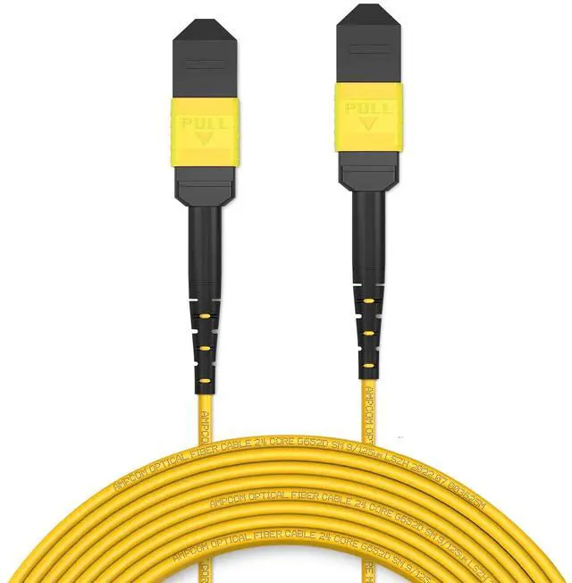 Main image of AMPCOM MPO to MPO Trunk Cable 9/125m Singlemode OS1/OS2(24 Fiber, MPO to MPO Female, Type B, LSZH/Riser, UPC, Yellow) 50m (164ft)