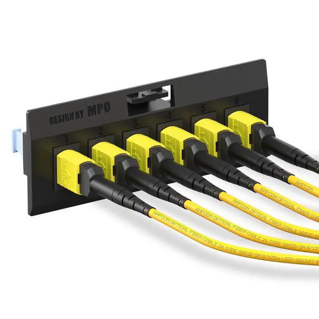 Alt view image 3 of 5 - AMPCOM MPO to MPO Trunk Cable 9/125m Singlemode OS1/OS2(24 Fiber, MPO to MPO Female, Type B, LSZH/Riser, UPC, Yellow) 50m (164ft)
