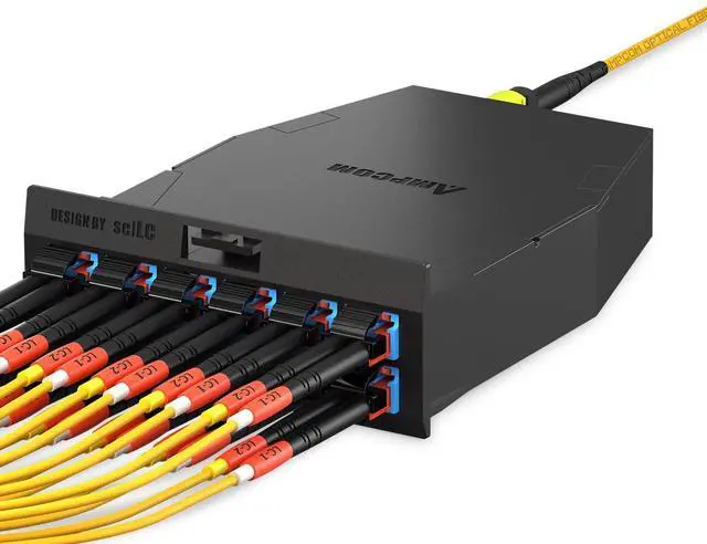 Alt view image 4 of 5 - AMPCOM MPO to MPO Trunk Cable 9/125m Singlemode OS1/OS2(24 Fiber, MPO to MPO Female, Type B, LSZH/Riser, UPC, Yellow) 50m (164ft)