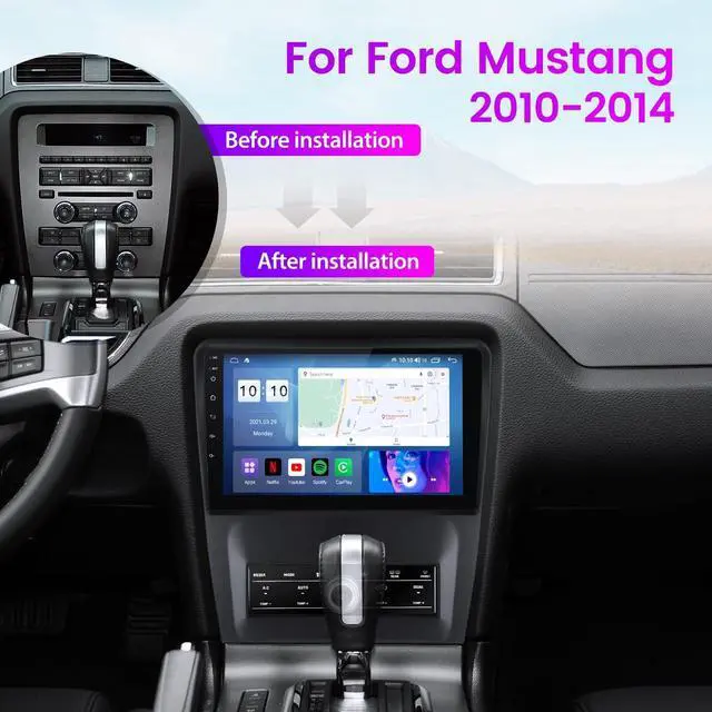 Alt view image 2 of 5 - Android 13 Android Car Touch Screen for Ford Mustang Radio Upgrade 2010 2011 2012 2013 2014,10 inch Head Unit 8 Core 4G+64G,w/Wireless Carplay/Android Auto/DSP/4G/WiFi/Bluetooth/AM/FM Head Unit